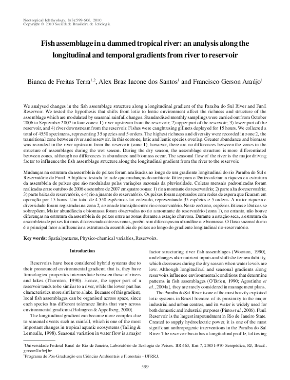 (PDF) Fish assemblage in a dammed tropical river: an analysis along the ...