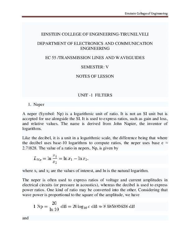 Pdf Transmission Lines And Waveguides Notes Ranjit Ar Pdf