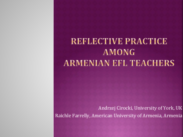 (PDF) Reflective Practice Among Armenian EFL Teachers