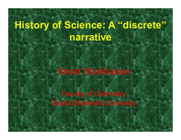 (PDF) History of Science: A “discrete” narrative
