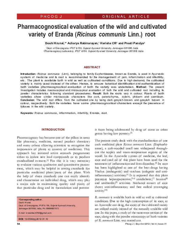 Pharmacognostical evaluation of the wild and cultivated variety of ...