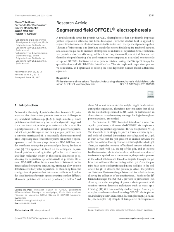 (PDF) Segmented field OFFGEL® electrophoresis