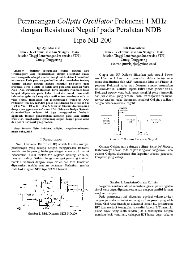 (DOC) Oscillator Collpits Design Using ADS Esti Handarbeni Academia.edu