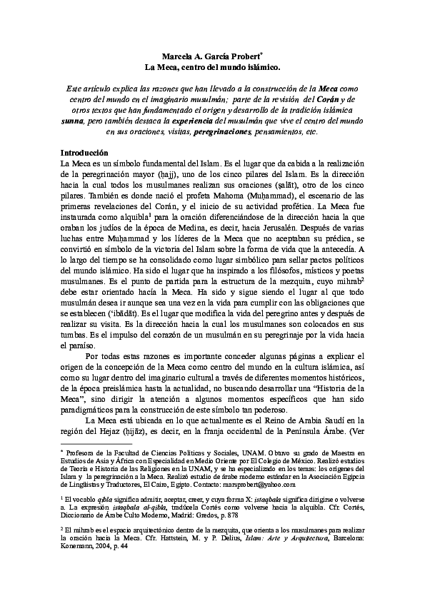 (PDF) La Meca, Centro del mundo islámico