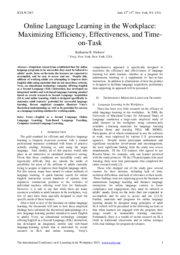 (PDF) Online Language Learning in the Workplace Maximizing Efficiency