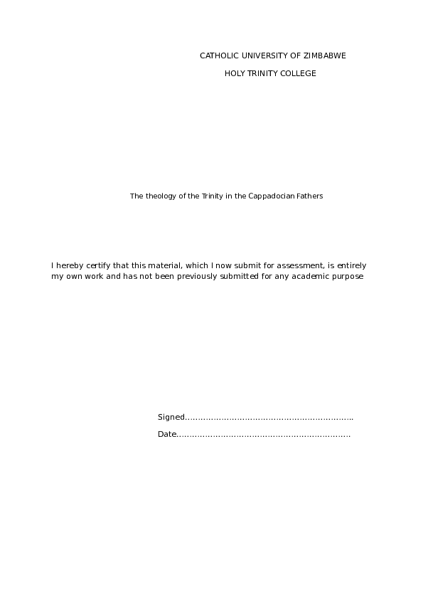 (DOC) CATHOLIC UNIVERSITY OF ZIMBABWE