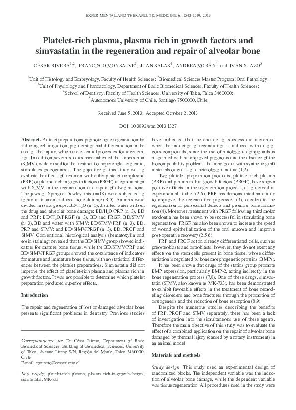 (PDF) Platelet-rich plasma, plasma rich in growth factors and ...