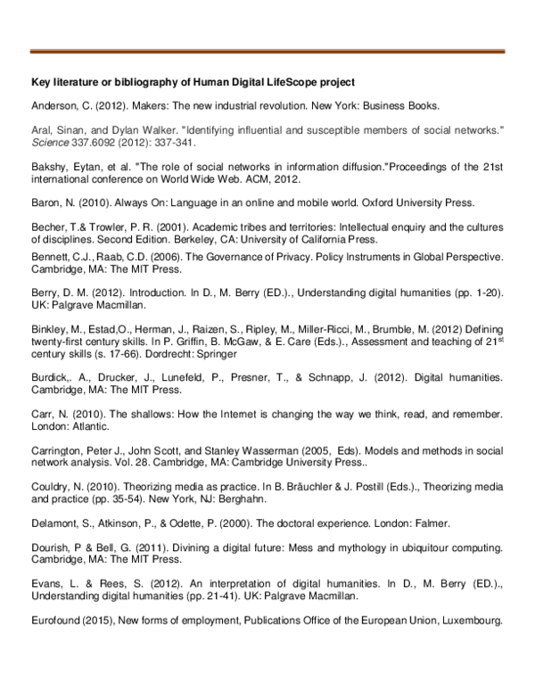 (PDF) References of Digital Human LifeScope project