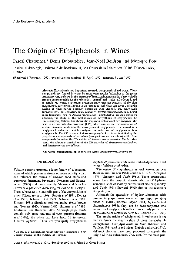 (PDF) The Origin of Ethylphenols in Wines Pascal Academia.edu