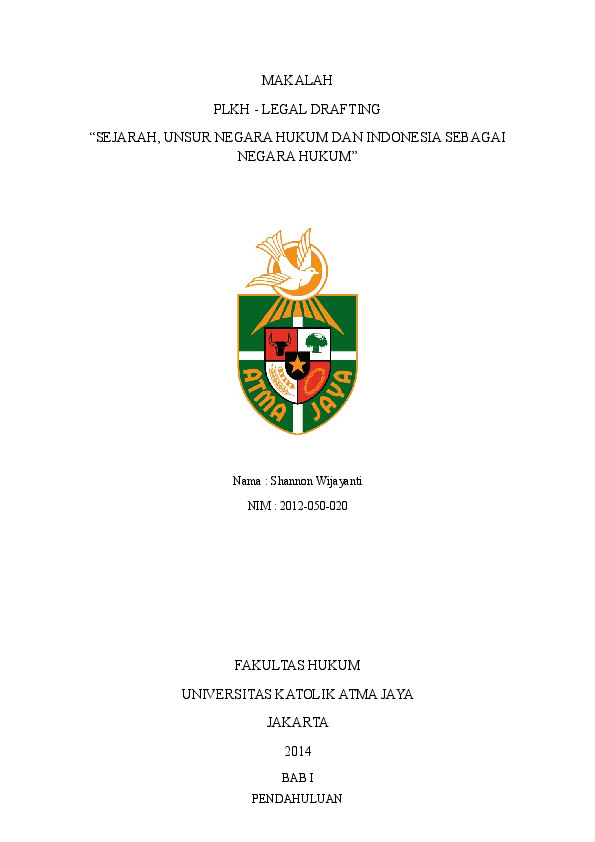 Doc Sejarah Unsur Negara Hukum Dan Indonesia Sebagai Negara Hukum Shannon Wijayanti Academia Edu