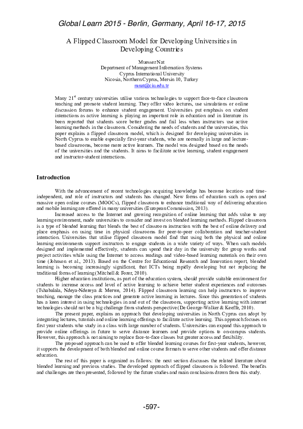 (PDF) A Flipped Classroom Model for Developing Universities in ...