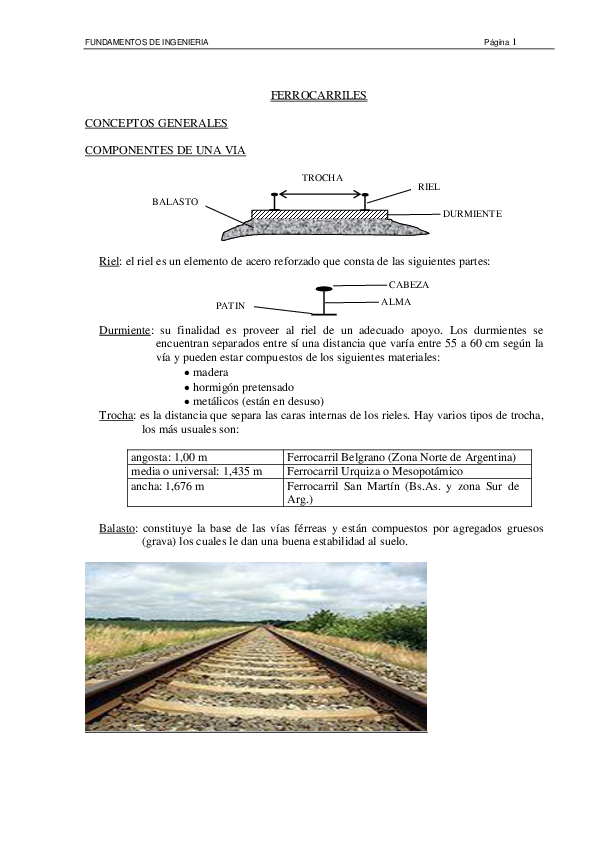 (PDF) FERROCARRILES CONCEPTOS GENERALES COMPONENTES DE UNA VIA
