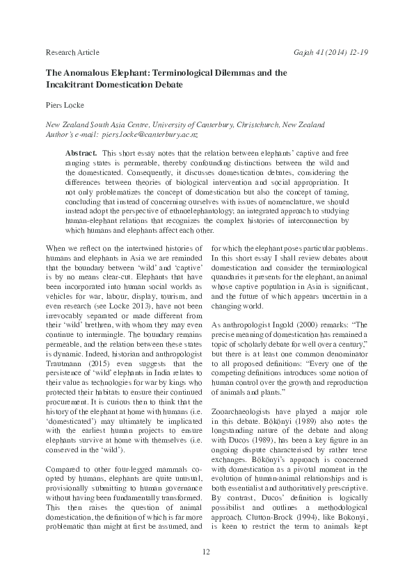 (PDF) The Anomalous Elephant: Terminological Dilemmas and The ...