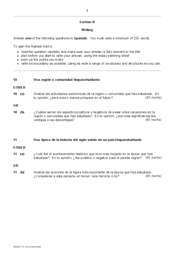 A2 spanish essay questions image
