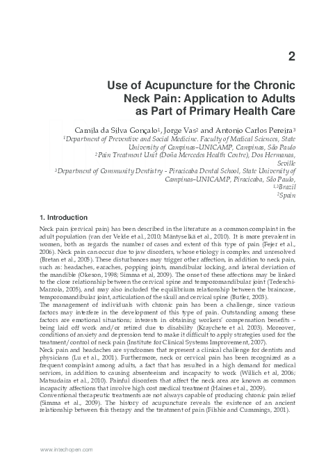 (PDF) Chapter 02 Use of Acupuncture for the Chronic Neck Pain