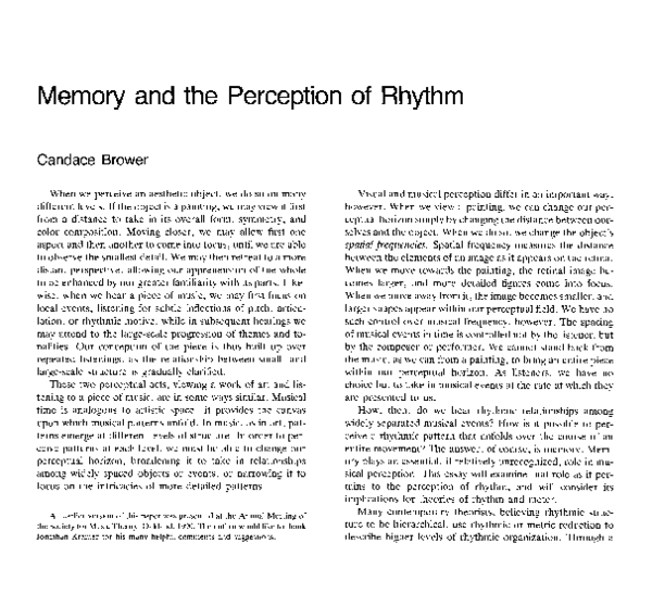 (PDF) Memory and the Perception of Rhythm