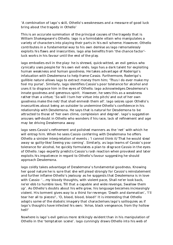 Human weakness in othello picture