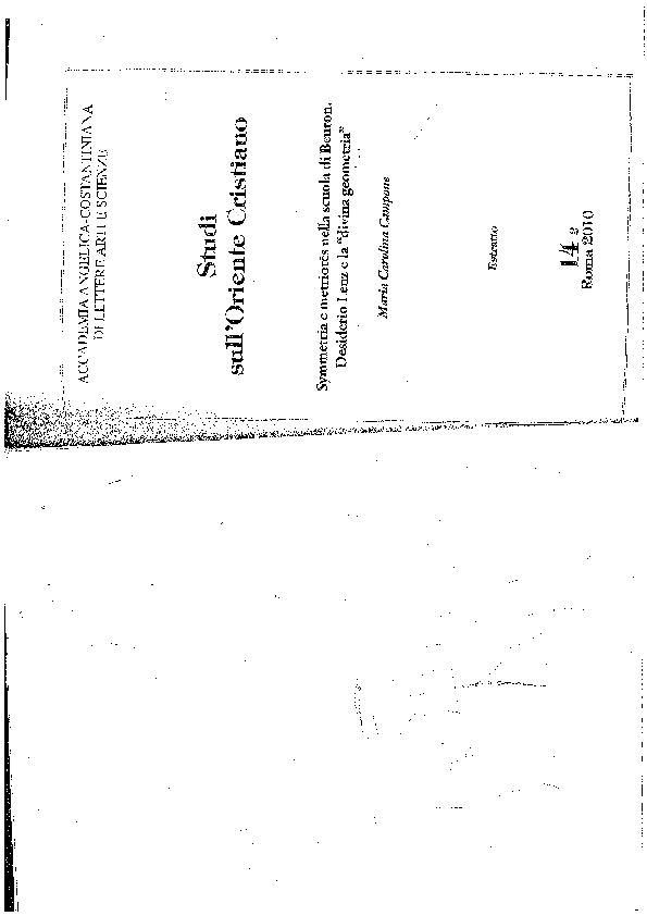 (PDF) Symmetria e metriotes nella scuola di Beuron. Desiderius Lenz e ...