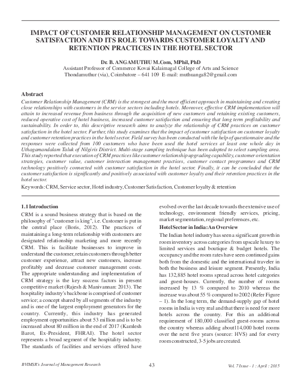 (PDF) IMPACT OF CUSTOMER RELATIONSHIP MANAGEMENT ON CUSTOMER ...
