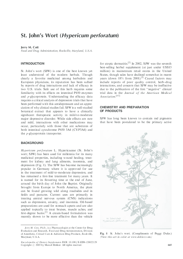 (PDF) St. John’s Wort (Hypericum perforatum) jerry M cott Academia.edu