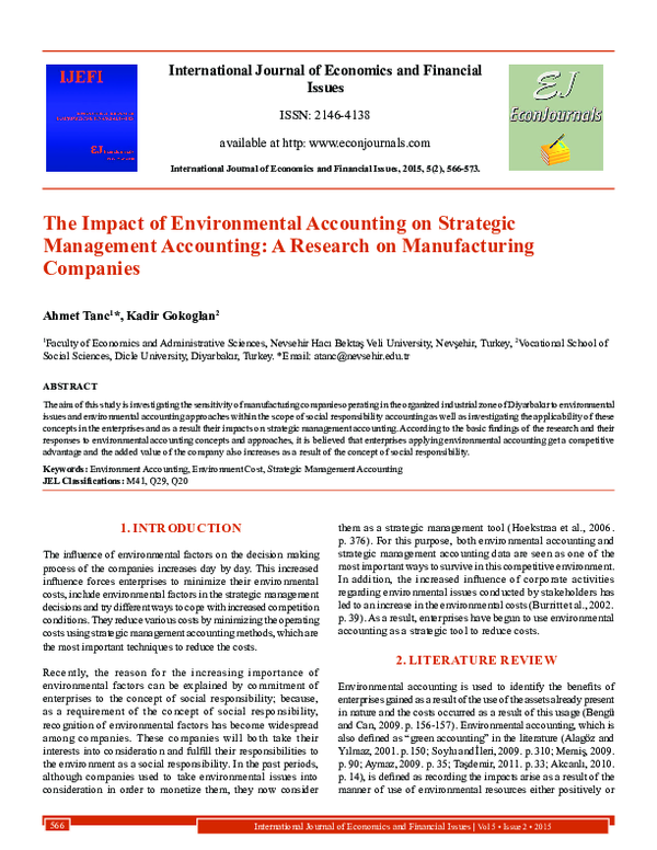 (PDF) The Impact of Environmental Accounting on Strategic Management ...
