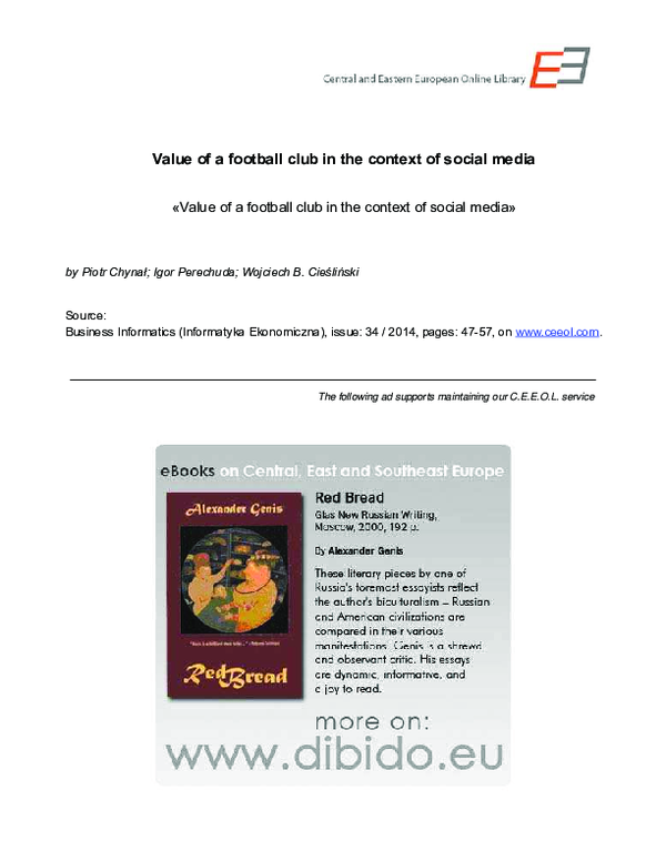 (PDF) Value of a football club in the context of social media
