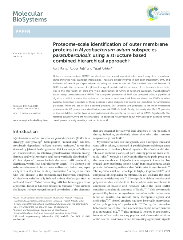 (PDF) Proteome-scale identification of outer membrane proteins in ...