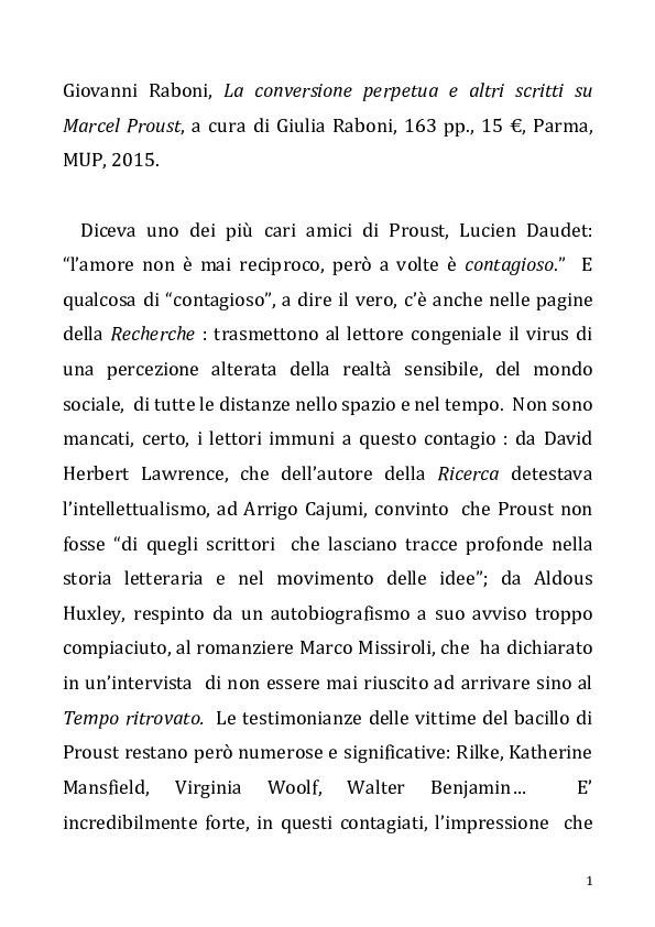 (PDF) I saggi su Proust di Giovanni Raboni