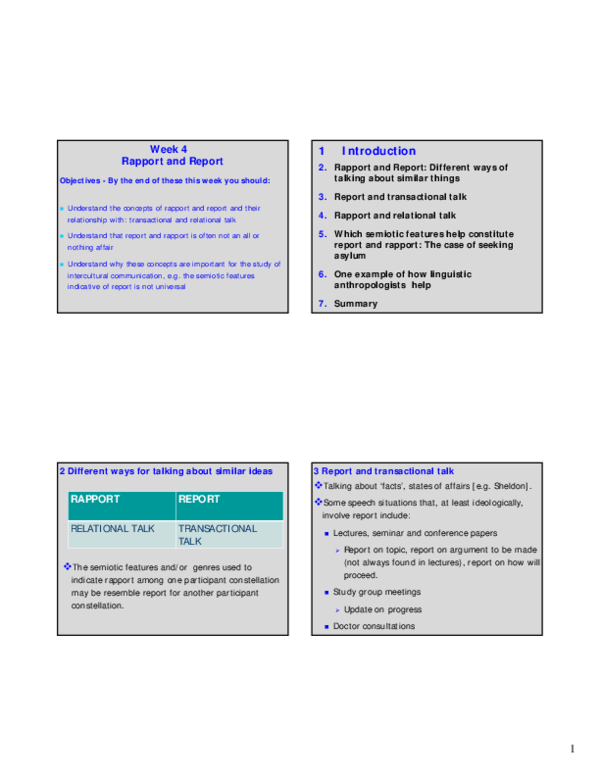 (PDF) Intercultural Communication Lecture 4_Rapport and Report