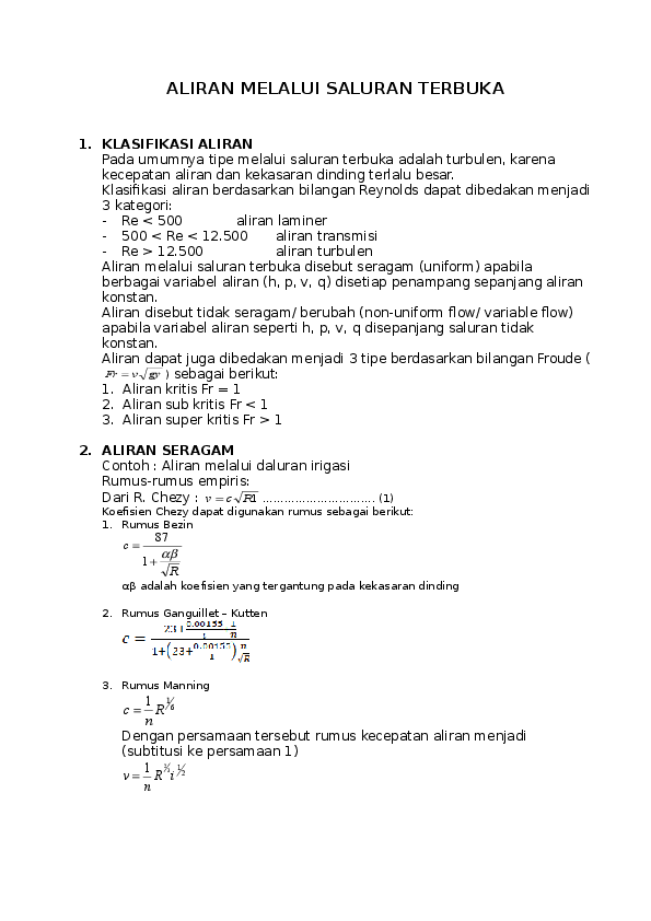 Contoh Soal Saluran Trapesium