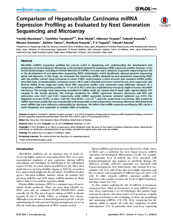 (PDF) Comparison of Hepatocellular Carcinoma miRNA Expression Profiling ...
