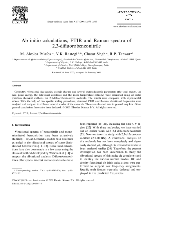(PDF) Ab initio calculations, FTIR and Raman spectra of 2,3 ...