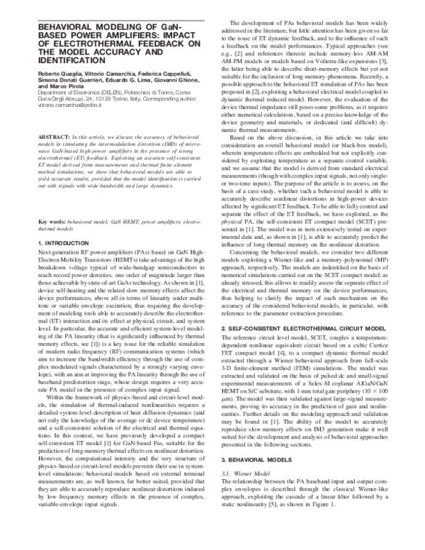 (PDF) Behavioral modeling of GaN‐based power amplifiers: Impact of ...