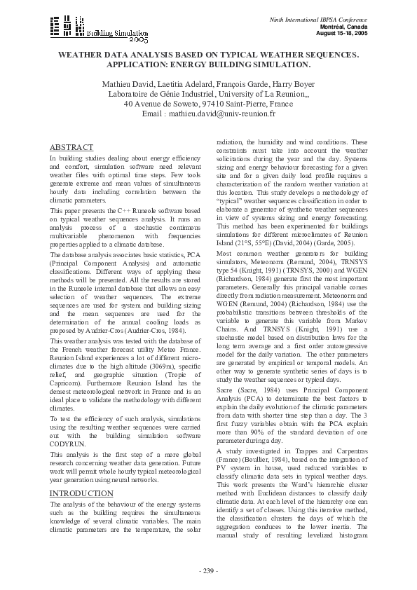 (PDF) Weather data analysis based on typical weather sequences ...