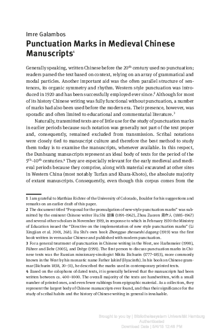 Pdf Punctuation Marks In Medieval Chinese Manuscripts Pdf Punctuation Marks In Medieval Chinese Manuscripts