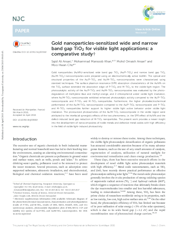 (PDF) Gold nanoparticles-sensitized wide and narrow band gap TiO2 for ...