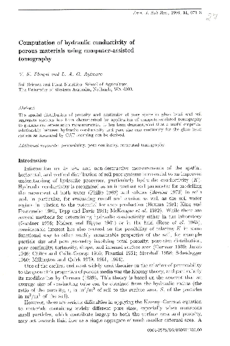 Computation of hydraulic conductivity of porous materials using ...