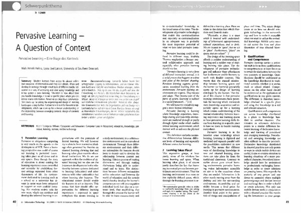 Pervasive Learning - A Question of Context