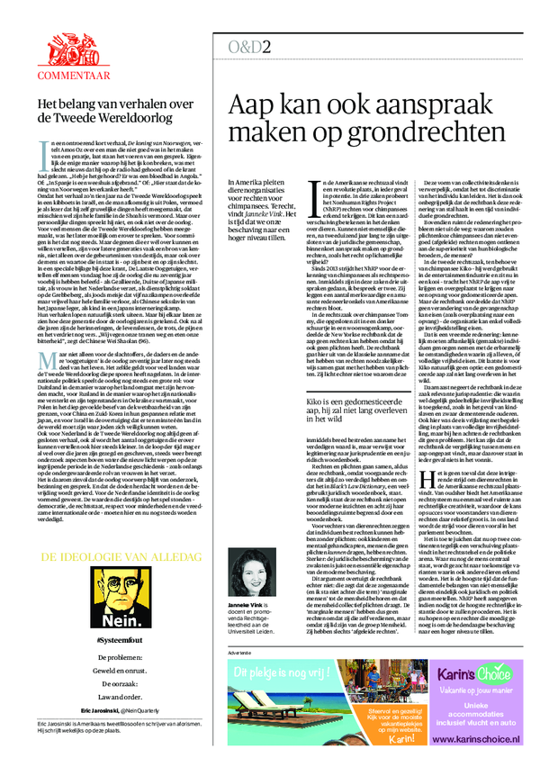 (PDF) Aap kan ook aanspraak maken op grondrechten (NRC Handelsblad)