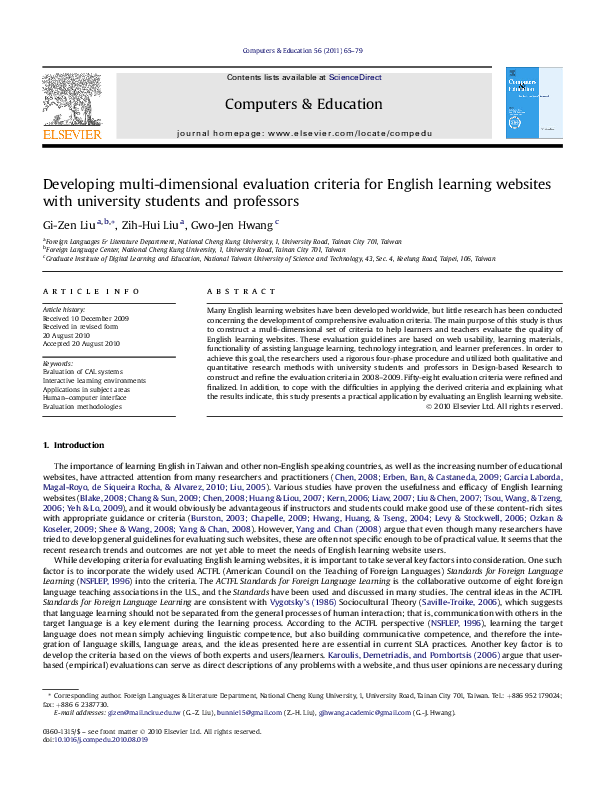 Pdf Developing Multi Dimensional Evaluation Criteria For English