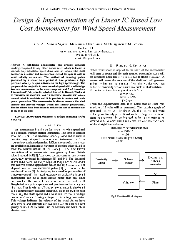 (PDF) Design & Implementation of a Linear IC Based Low Cost Anemometer ...