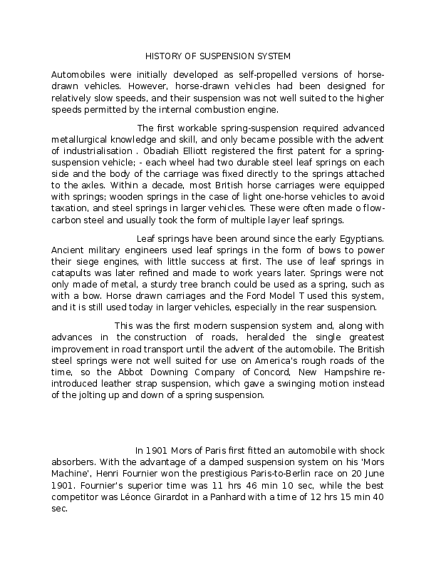 (DOC) HISTORY OF SUSPENSION SYSTEM kamal rajpoot Academia.edu