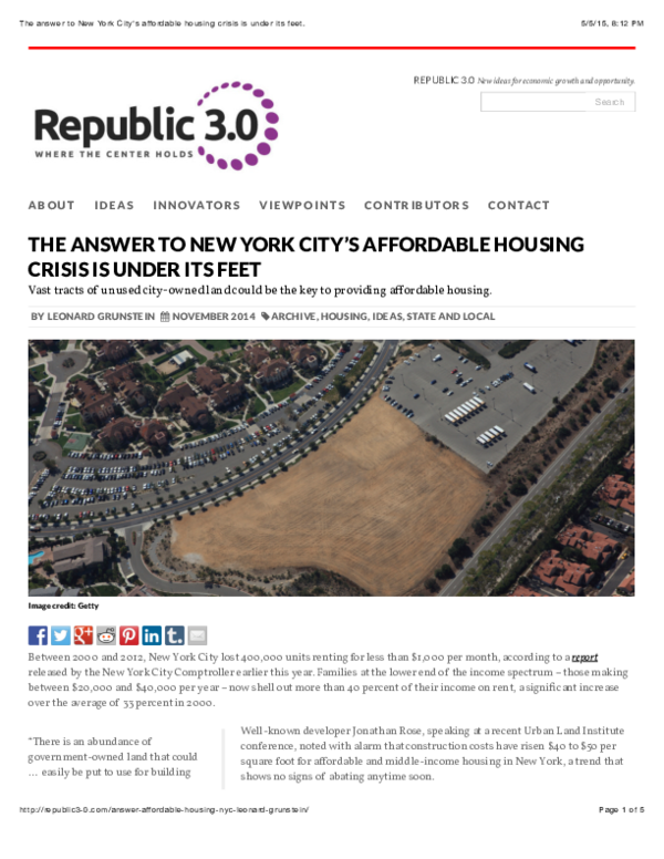 (PDF) The answer to New York City’s affordable housing crisis is under ...