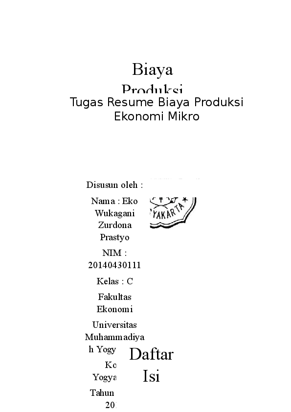 Doc Resume Biaya Produksi Ekonomi Mikro Ekowukagani Zurdonaprastyo Academia Edu