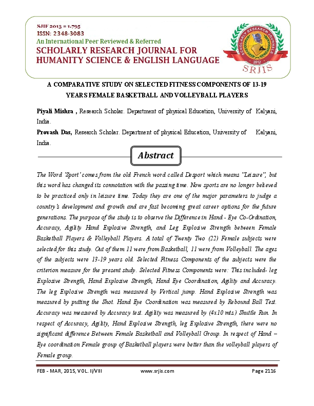 (PDF) A COMPARATIVE STUDY ON SELECTED FITNESS COMPONENTS OF 1319 YEARS