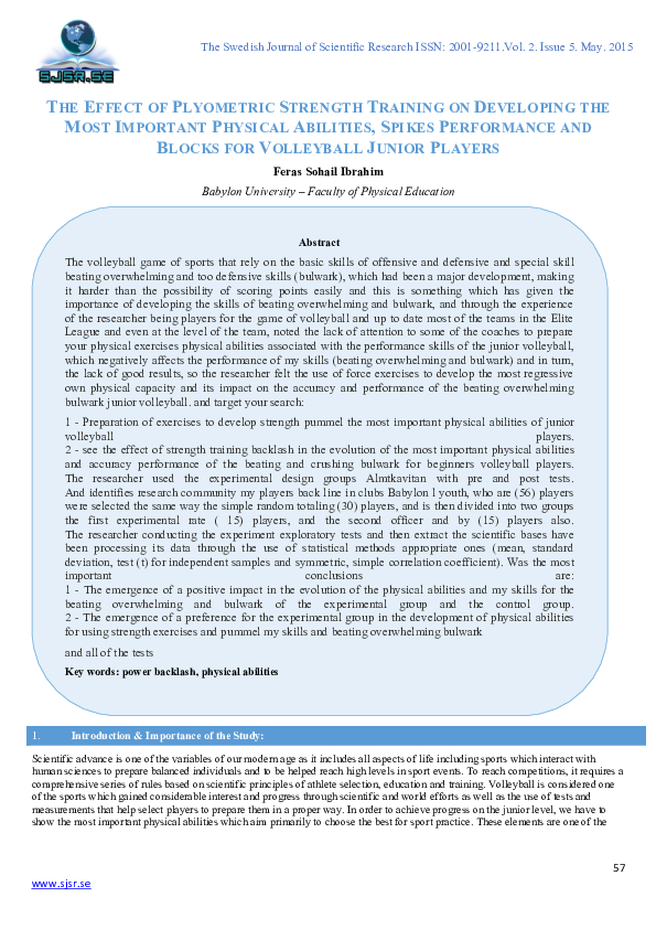 (PDF) THE EFFECT OF PLYOMETRIC STRENGTH TRAINING ON DEVELOPING THE MOST ...