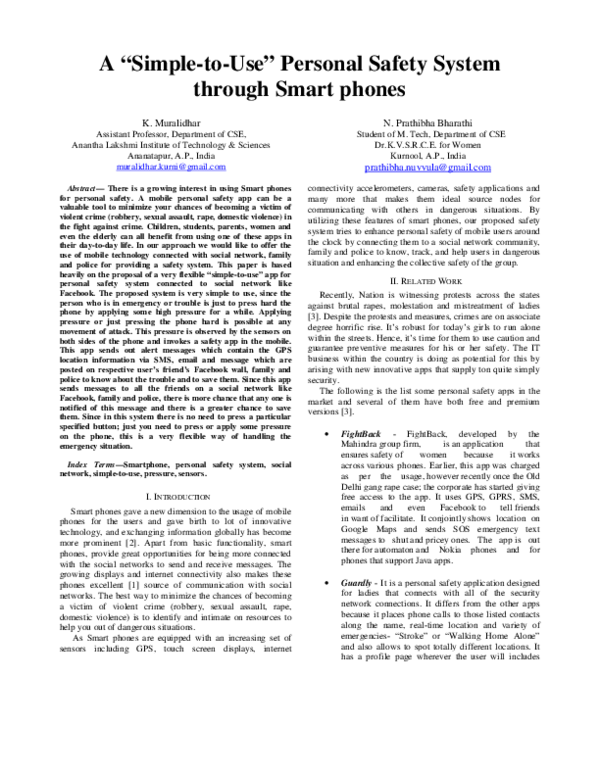 (PDF) A “Simple-to-Use” Personal Safety System through Smart phones