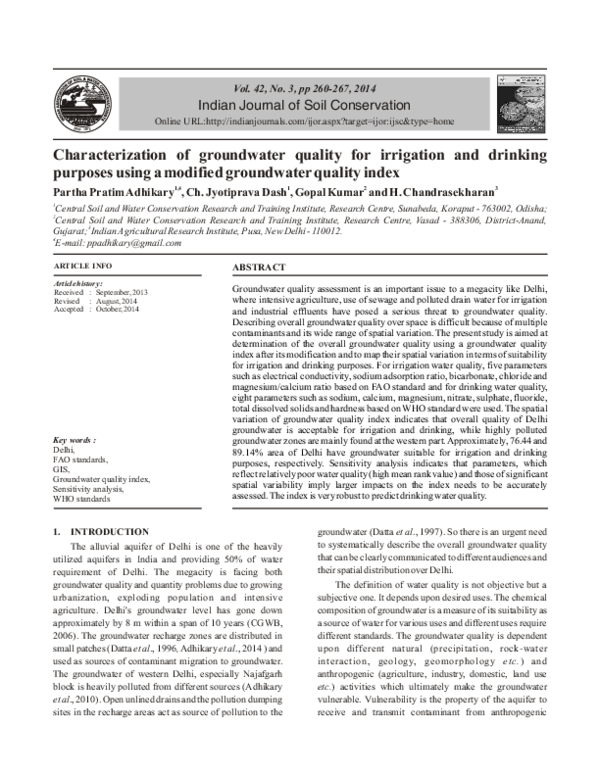 (PDF) Characterization of groundwater quality for irrigation and ...