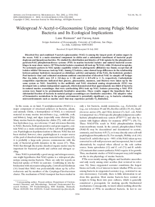 (PDF) Widespread NAcetylDGlucosamine Uptake among Pelagic Marine