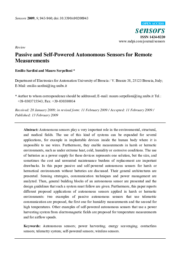 (PDF) Passive and self-powered autonomous sensors for remote measurements